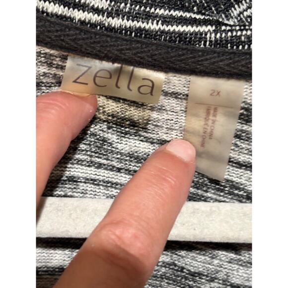 Zella Marled Space Dyed Zip-Up Hoodie Black White Womens plus SZ 2X Activewear - Picture 3 of 9